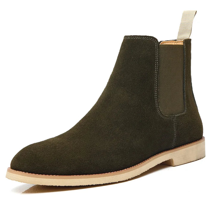 Man Retro Suede Genuine Leather Chelsea Boots Men Fashion Short Ankle Boot Casual British Style High-Top Shoes