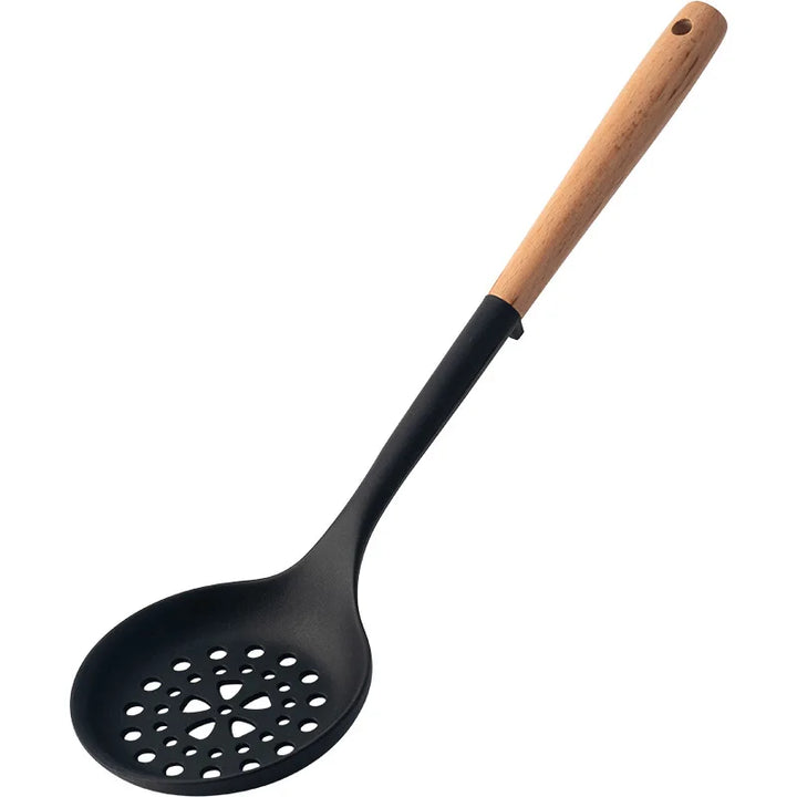Black Silicone Wooden Handle Cooking Tool Non-stick Kitchen Utensils Silicone Spatula Baking Kitchen Utensils Tool