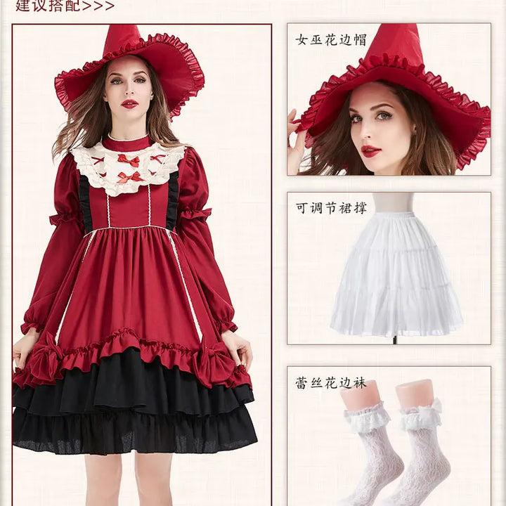 Halloween Costumes Lolita Dress for Child Princess Dress Lovely Red Lolita Princess Costume Carnival Party Cosplay Dresses