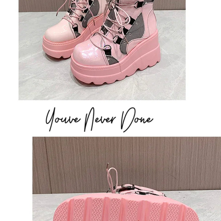 Women's Boots 2024 Autumn Women Ankle Boots Platform Wedges High Heels Short Boots New Fashion Design Zip Cosplay Shoes of Women