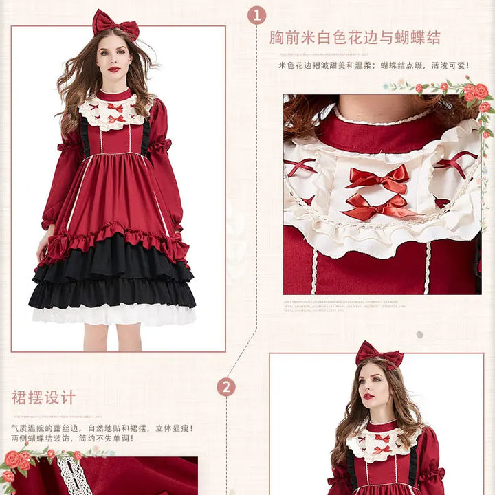 Halloween Costumes Lolita Dress for Child Princess Dress Lovely Red Lolita Princess Costume Carnival Party Cosplay Dresses