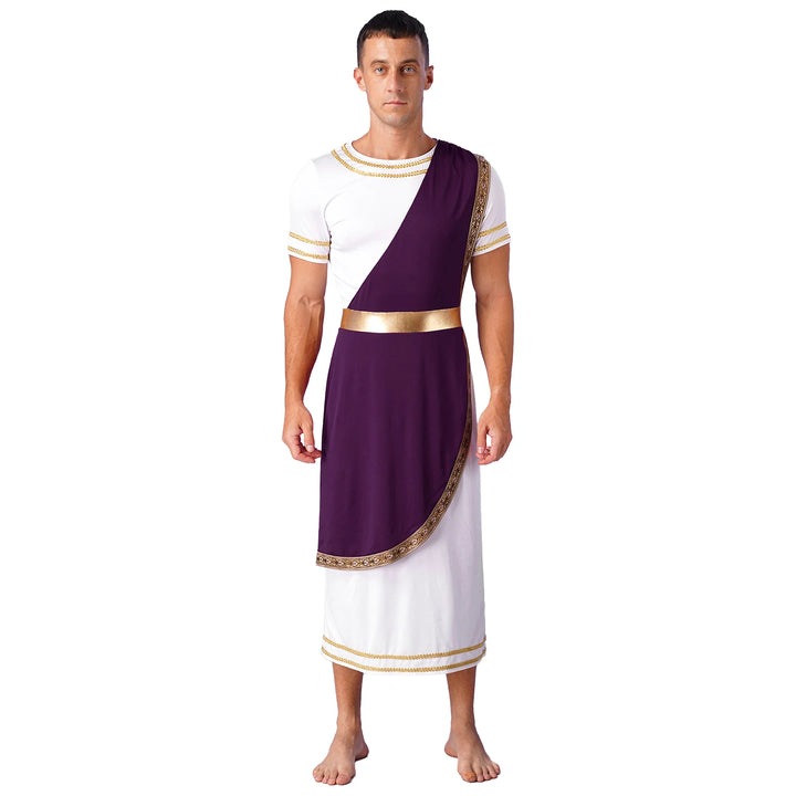 Halloween Men Ancient Greek Roman Toga Adults Retro Gold Cosplay Costume Long Robe Carnival Theme Party Fancy Dress Outfits