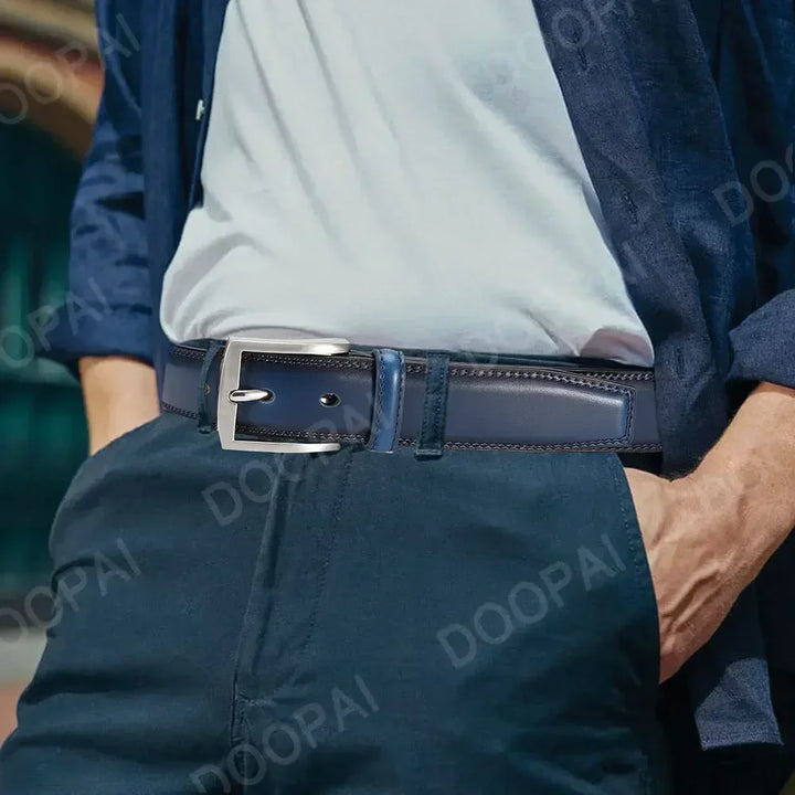 Men Belts High Quality Leather LONG Large Pin Buckle Metal Automatic Buckle Male Belts Strap Male