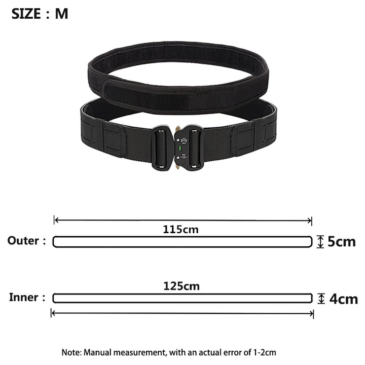 Tactical Quick Release Metal Buckle for Men, MOLLE Airsoft Men Belts, Military Tactical Belt, 2"