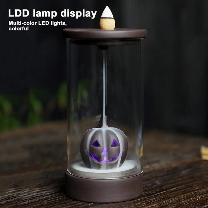 Halloween Backflow Incense Burner Stylish Non-Slip Misty Fountain Festive Pumpkin Decor Aromatherapy Home Decoration For Desk