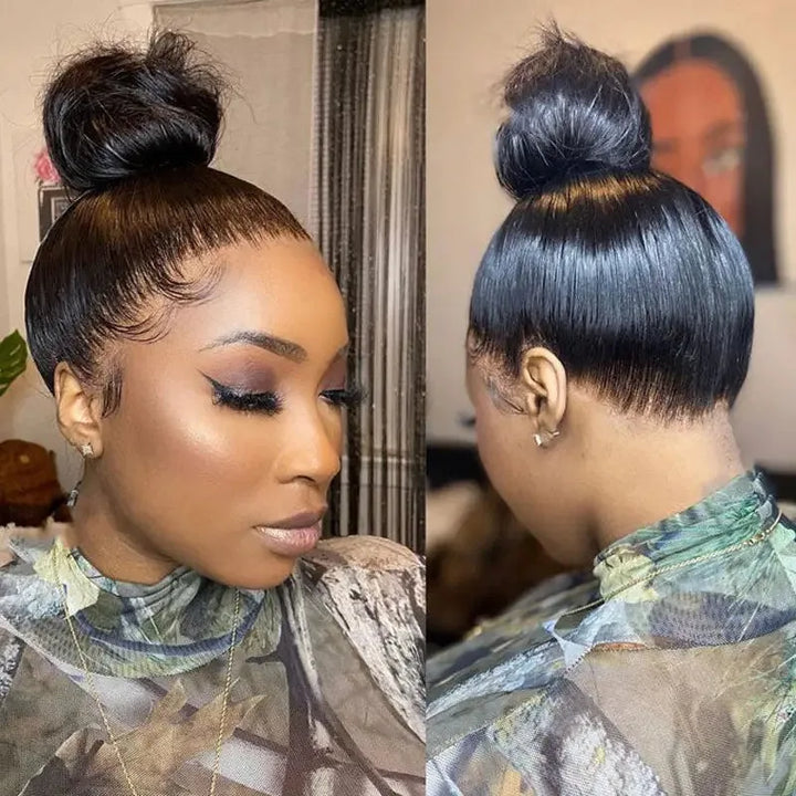 Hidden Strap Straight 360 Lace Front Wigs Human Hair Pre Plucked 12A Glueless Brazilian Virgin Wig With Drawstring HD Full Lace