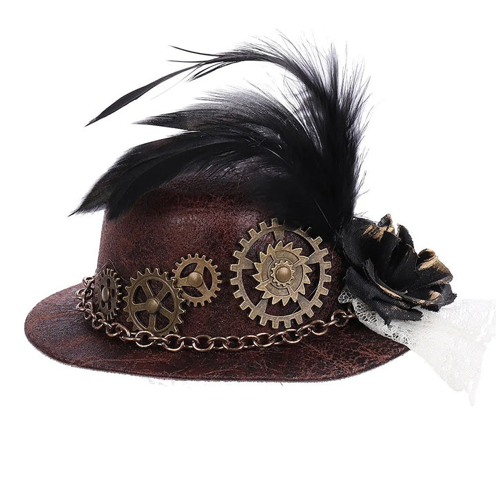 Vintage Halloween Top Hat Fashion Lightweight Scarecrows Witch Hat Gears Feather Funny Steampunk Hair Clip Carnival Party