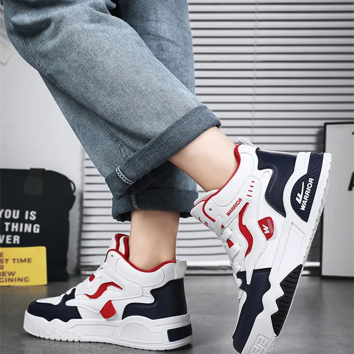 New Four Seasons Men's Sneakers Men's Comfortable Platform Shoes  Trend Lace-up Vulcanized Shoes White Casual Sneakers 5