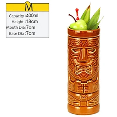 Tiki Mugs Ceramic Hawaiian Luau Party Mugs Drinkware, Cute Exotic Cocktail Glasses, Tiki Bar