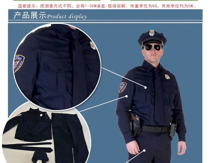 Halloween Policeman Costumes adult Party Carnival Police Uniform men Army Policemen Cosplay Clothing Sets Party Performance