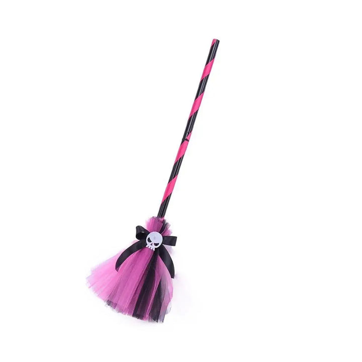 3D Halloween Witch Hat DIY Eye-catching Halloween Broom Ornaments Cartoon Witch Dress Up Ornaments Decor Accessories