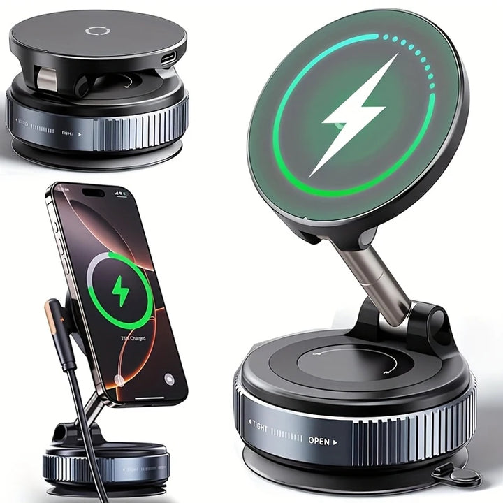 Magnetic Car Phone Holder 360° Rotation Folding With Vacuum Suction Cup For iPhone 12-16 Series Car/Gym/Driving Phone Holder