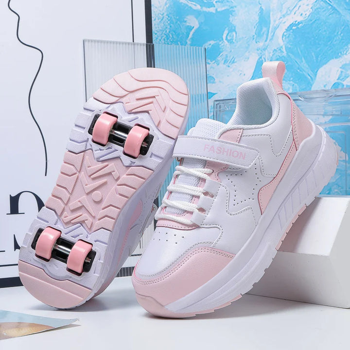 Kids Roller Skate Shoes Fashion Casual Sports Children 4-Wheels Sneakers for Boys and Girls Gift Nice Footwear