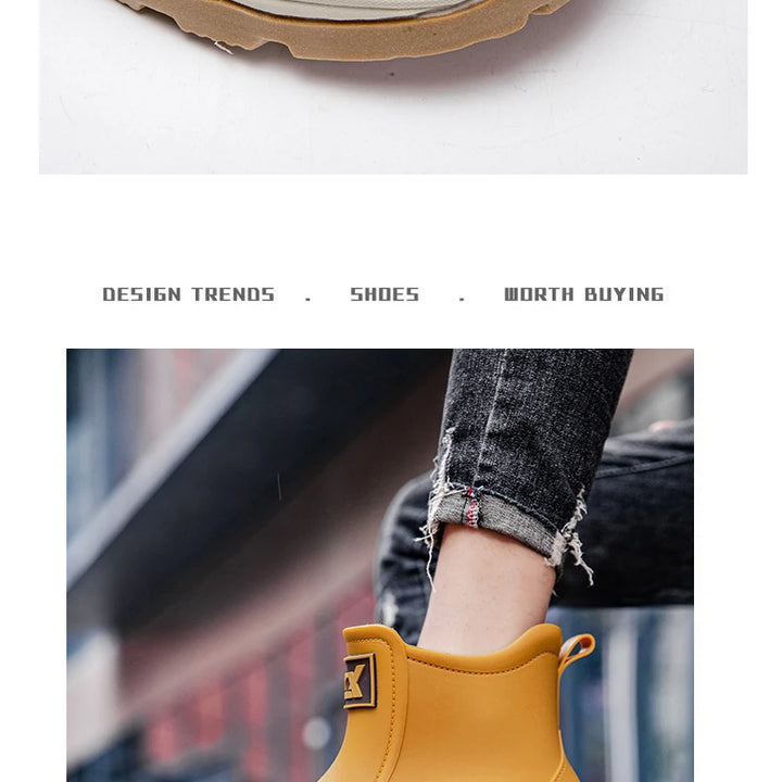 Women Waterproof Boots New Style Elastic Mouth Ankle Boots Mid Top Rain Shoes Non Slip Outdoor Indoor Chelsea Water Boot Woman