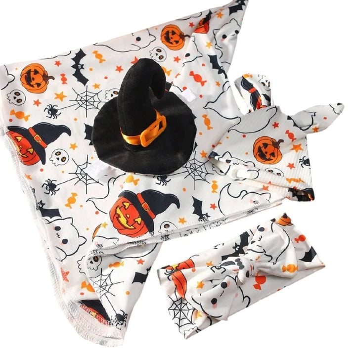 Baby Photography Props Halloween Themed Outfit Pumpkin Printed Costume for Baby