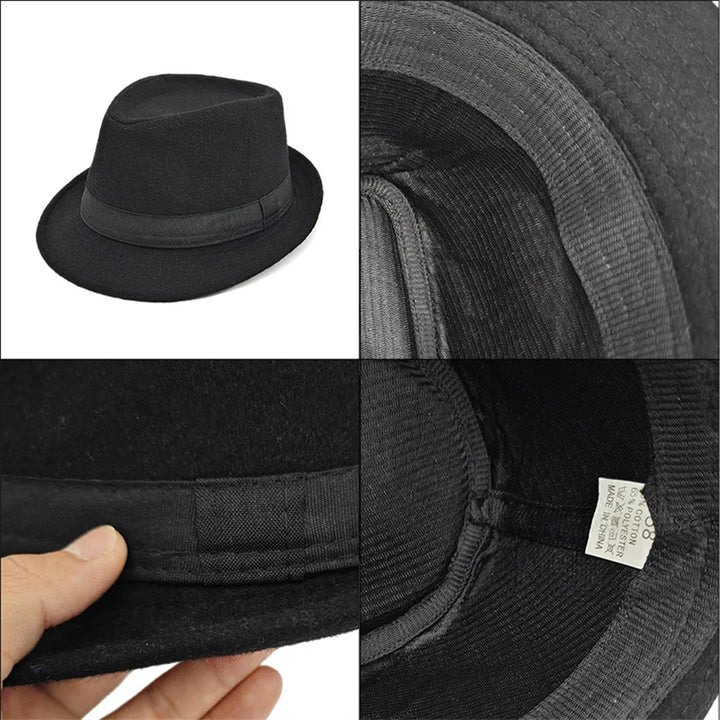Unisex British Felt Jazz Hats For Middle Aged Men Bucket Hat Wool Fedoras Hat Autumn Winter Gentlemen Wedding Party Magic Caps