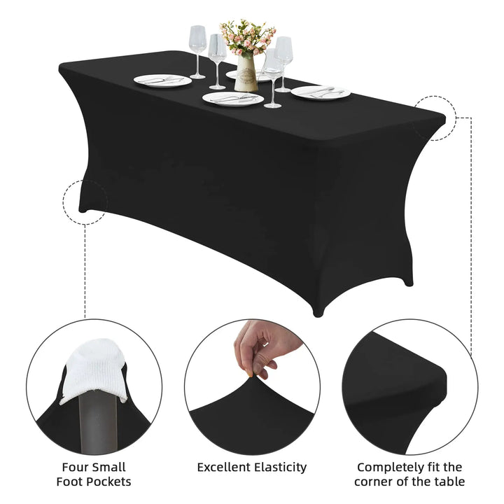 1Pc Spandex Table Cover for 6FT/4FT Table Universal Fitted Stretch Tablecloth for Party, Banquet, Wedding and Events