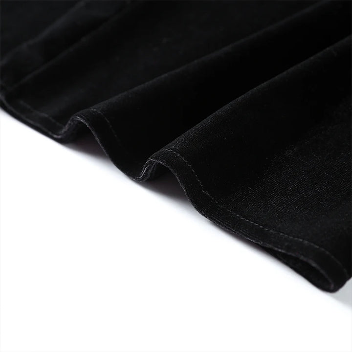 Elegant Velvet Long Dress Women V Neck Sleeveless High Waist Shoulder Pad Dress.