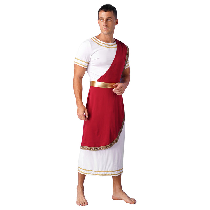 Halloween Men Ancient Greek Roman Toga Adults Retro Gold Cosplay Costume Long Robe Carnival Theme Party Fancy Dress Outfits