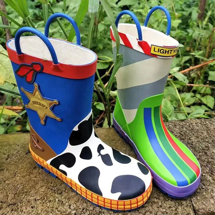 New  cartoon kids Story Rain Boots Student Rain Boots Children's  Fashion Non-Slip shoes