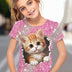 T-Shirt for Girls Cute Kitten Girls Clothes Kids T-Shirt Summer Short Sleeve Children Outdoor Sports Tops T-Shirt for Girls