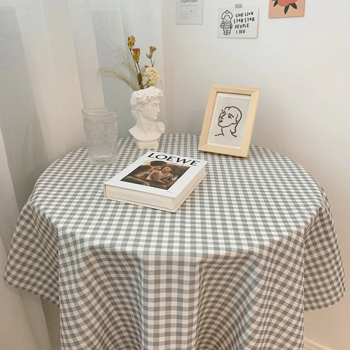 Dustproof Plaid Table Cloth Korean Tablecloth Simple Dining Desk Cover Rectangle Photo Background Cloth Living Room Decor 식탁보