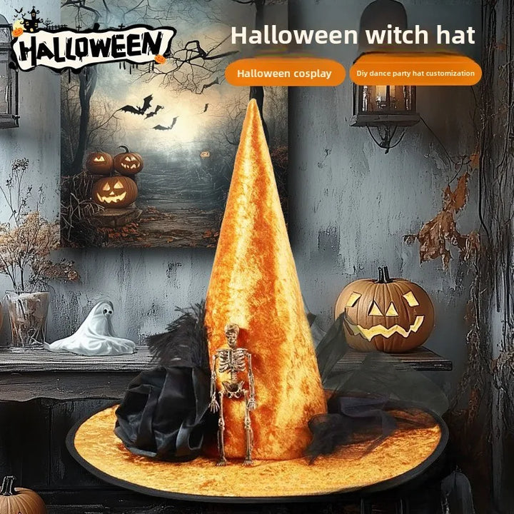 Halloween Witch Party Decorative Hat Black Rose Witch Hat Cos Witch Hat Party Hat Birthday Crown Decoracion Halloween Cosplay