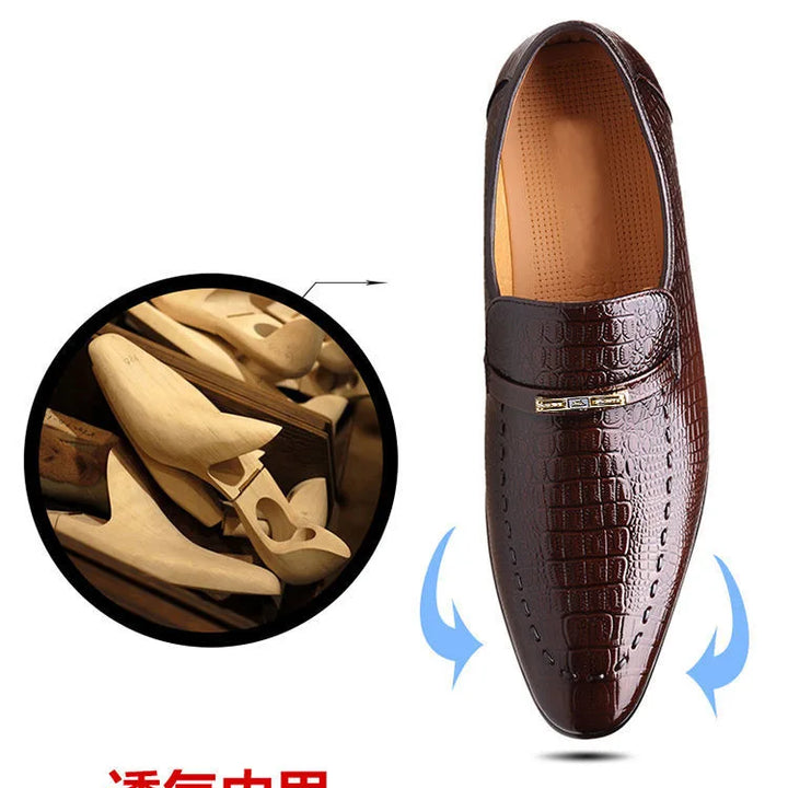 Mens PU Luxury Crocodile Pattern Men Business Dress Shoes Leather Casual Social Shoe Male Wedding Footwear Zapatos Hombre