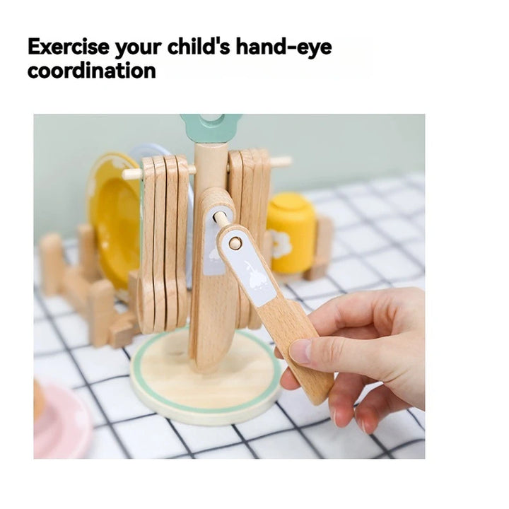 Children's simulated home cooking utensils, bowls, chopsticks, knives, forks, wooden simulation boys and girls' toy plates