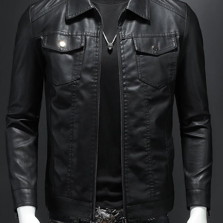 Spring Autumn Mens Leather Jackets Slim Fit Male Fashion Faux Windproof Warm Coats Man Brand Clothing