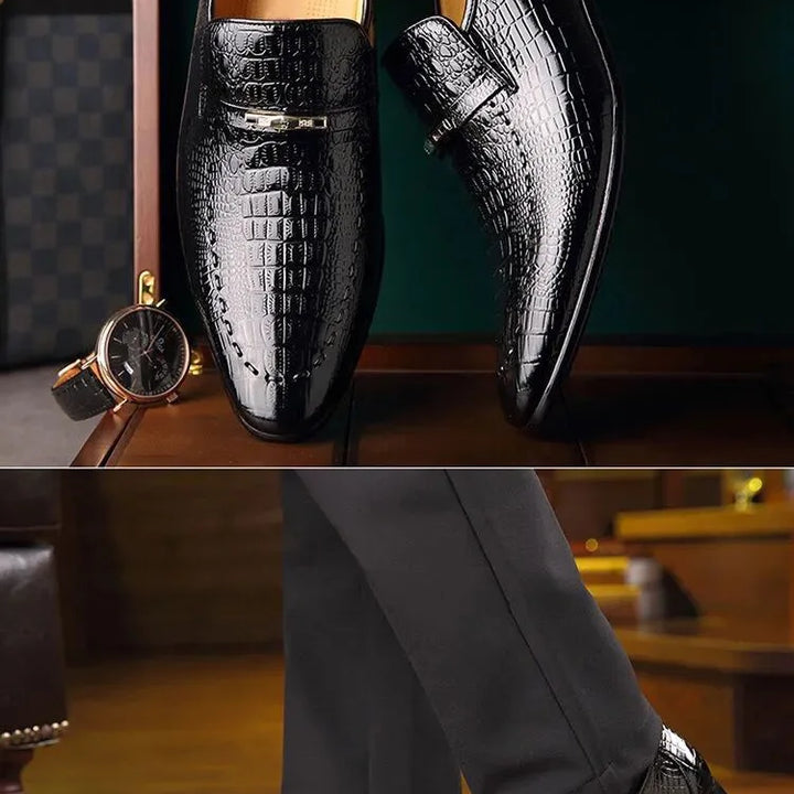 Mens PU Luxury Crocodile Pattern Men Business Dress Shoes Leather Casual Social Shoe Male Wedding Footwear Zapatos Hombre