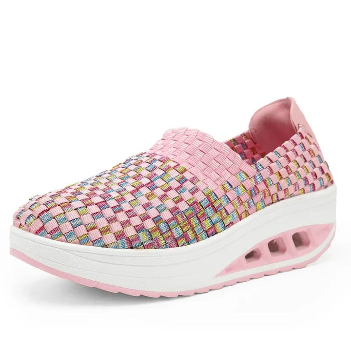 Women Sneakers Casual Wedges Increased Platform Shoes Woman Woven Breathable Sneakers Tenis Shoes Zapatillas Chaussure Femme