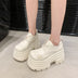 Women's Leather Sneakers New High Platform Lace-up Casual Shoes Thick Sole 10CM Heels Walking Shoes Zapatos Mujer