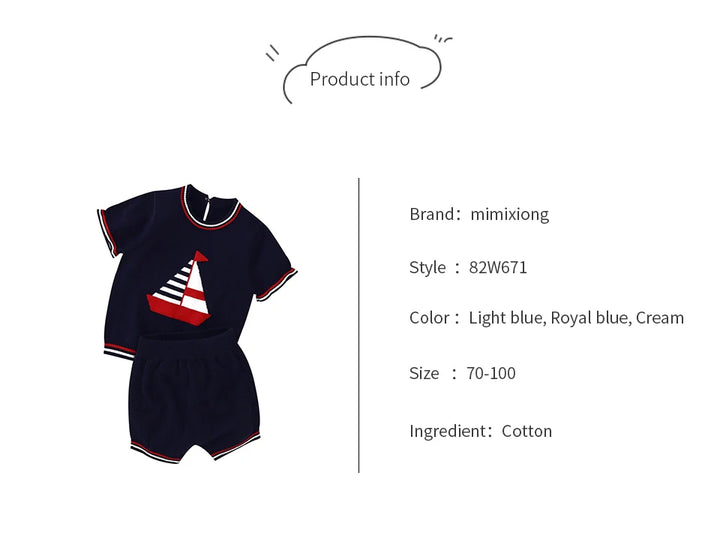 Baby Clothes Sets 0-18m Newborn Infant Boys Cotton Short Sleeve Pullovers Tops+Shorts Suits Casual Toddler Outwear Outfit Summer