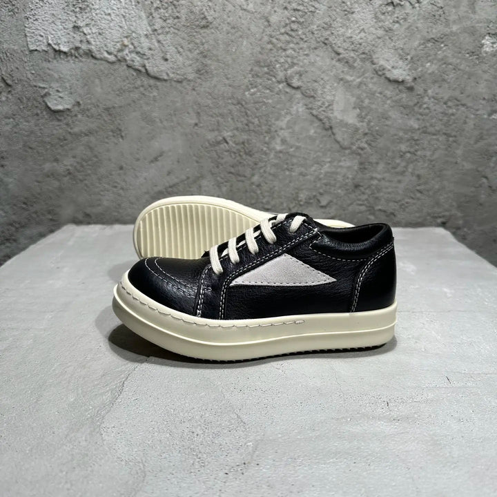 Kids Sneakers Girls Boys Leather Children Shoes Luxury Lace Up Casual Spring Streetwear Black White Boots