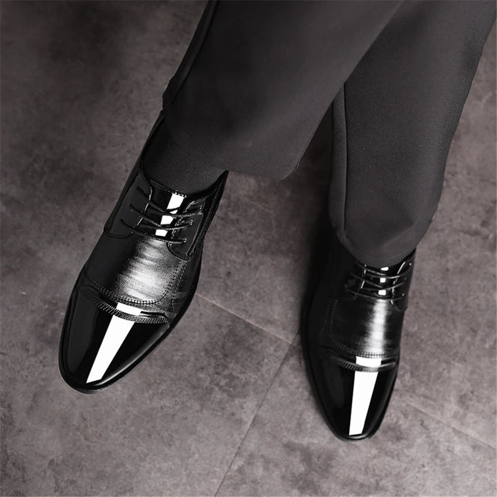 New Leather Shoes Men Lace Up Formal Dress Shoes Luxury Business Oxford Male Office Wedding Dress Shoes Footwear