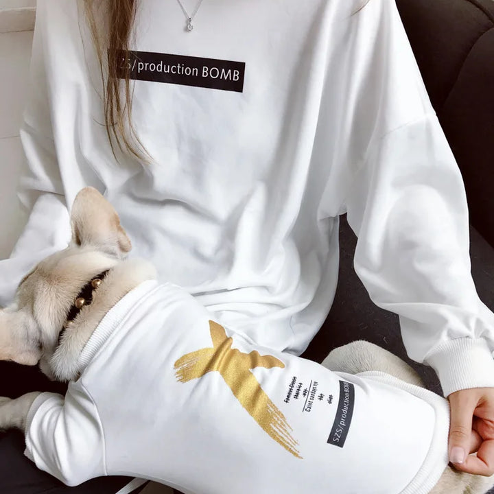 Pet Clothes  Dog Clothes Parent-child Wear Spring and Autumn Korean Version Printing Pure Cotton Two Colors Seven Sizes