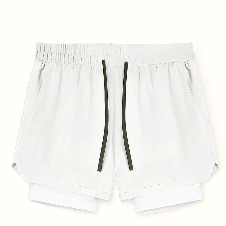 Sports shorts for men, double layered, quarter quick drying, elastic basketball, running training equipment, deep squat fitness,