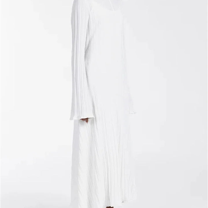 Tossy Knitwear Fashion Loose Maxi Dress Lace-Up High Waist Ribbed Long Sleeve Party