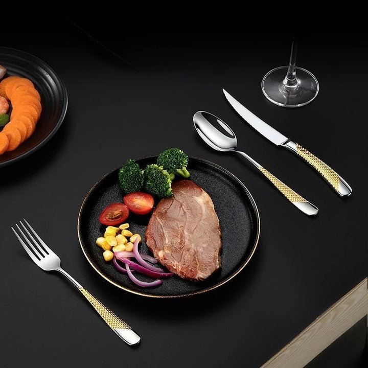 Kitchen Tableware Cutlery Set  Cutlery Set Stainless Steel Luxury Dinnerware Fork Spoon Knife Western Dinner Set Gold