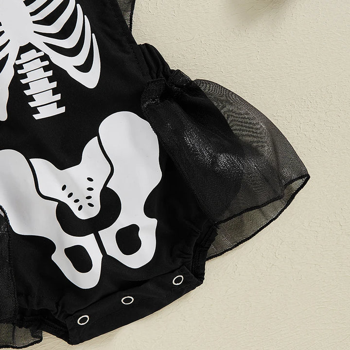 Baby Clothing Girl Halloween Romper Skeleton Print Ruffles Jumpsuit for Newborn Cute Clothes