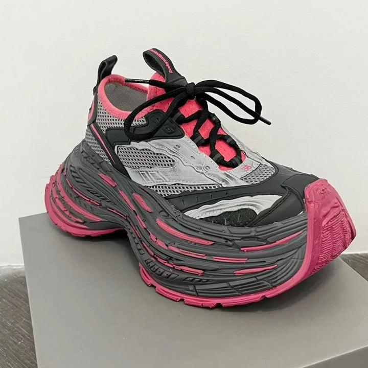 Fashion Designer Shoes Sneakers for Women and Men Mixed Colors Mesh Air Thick Sole Couple Chunky Sneakers Height-increasing