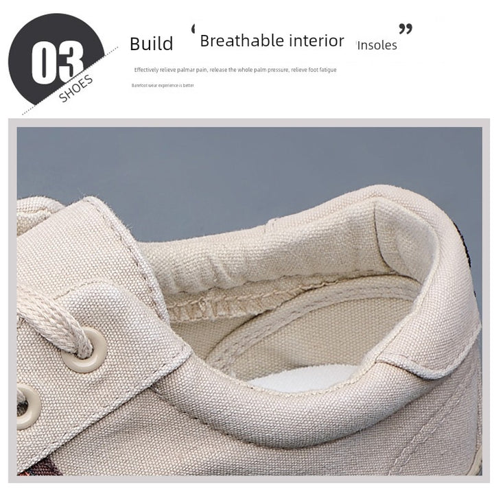 Men's Shoes Spring & Fall Breathable Deodorizing Filter Canvas Shoes Men's Trendy Lace up Men Casual Shoes Soft Bottom Driving Old Beijing Cloth Shoes