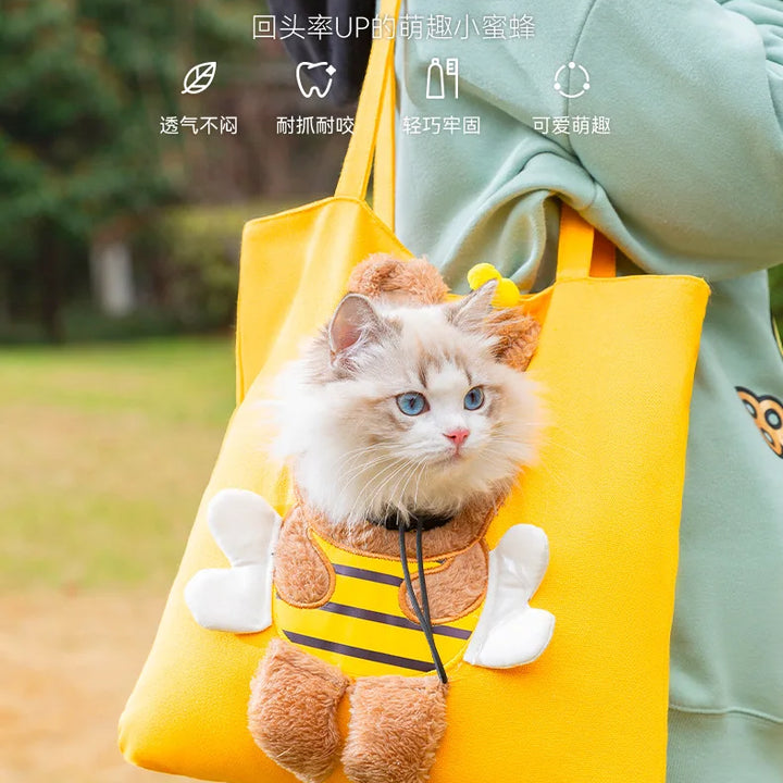 Pet Canvas travel Bag  Shoulder outdoor carrier Bag Cats and Dogs Tote Bag Small Pet Carrier Bag Fashionable Breathable
