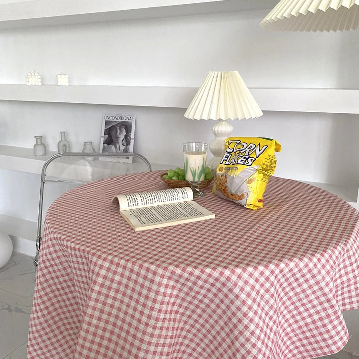 Dustproof Plaid Table Cloth Korean Tablecloth Simple Dining Desk Cover Rectangle Photo Background Cloth Living Room Decor 식탁보
