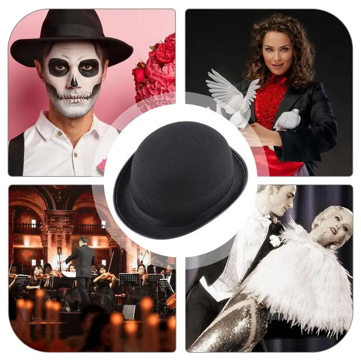 Halloween Men Women Magician Hats C ap Gentleman Jazz Hat Top Hat Black Party Bowler Hat Coachman Hat Classic Derby Hat Cosplay