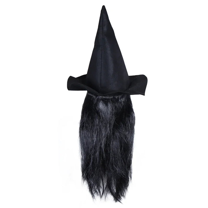 Halloween Horror Old Witch Mask with Hat Cosplay Scary Clown Hag Latex Masks Green Face Big Nose Old Women Costume Party Props