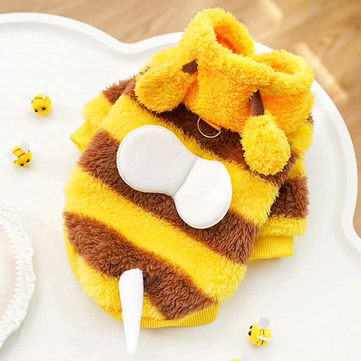 1.5-10kg Puppy Pet Clothes Bee Style Plush Costume Cat Pet Clothes Autumn Winter Plush Warm Clothing Dog Clothes For Small Dogs