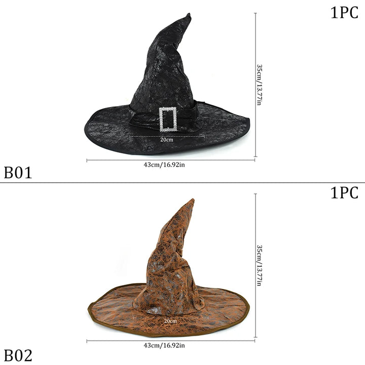 Halloween Witch Wizard Black Hat Party Cosplay Costume Headgear Devil Cap Prop Halloween Party Decoration Supplies For Women Men