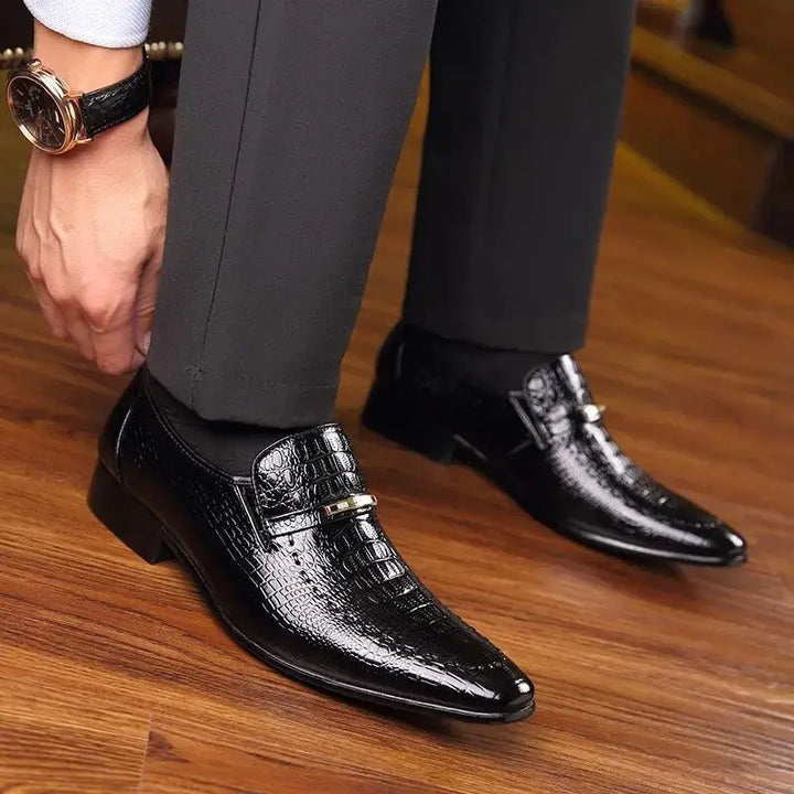 Mens PU Luxury Crocodile Pattern Men Business Dress Shoes Leather Casual Social Shoe Male Wedding Footwear Zapatos Hombre